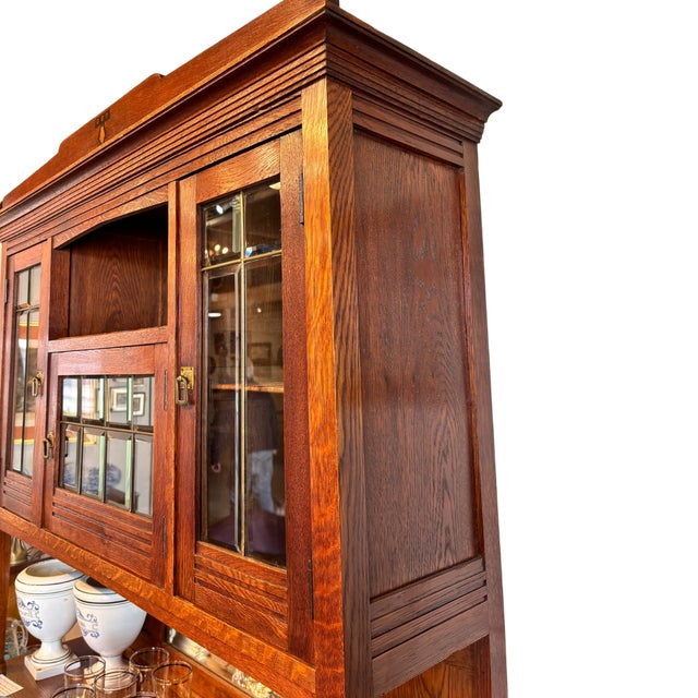 Gorgeous Dutch Arts & Crafts Buffet Cabinet C. 1920 For Sale - Image 4 of 18