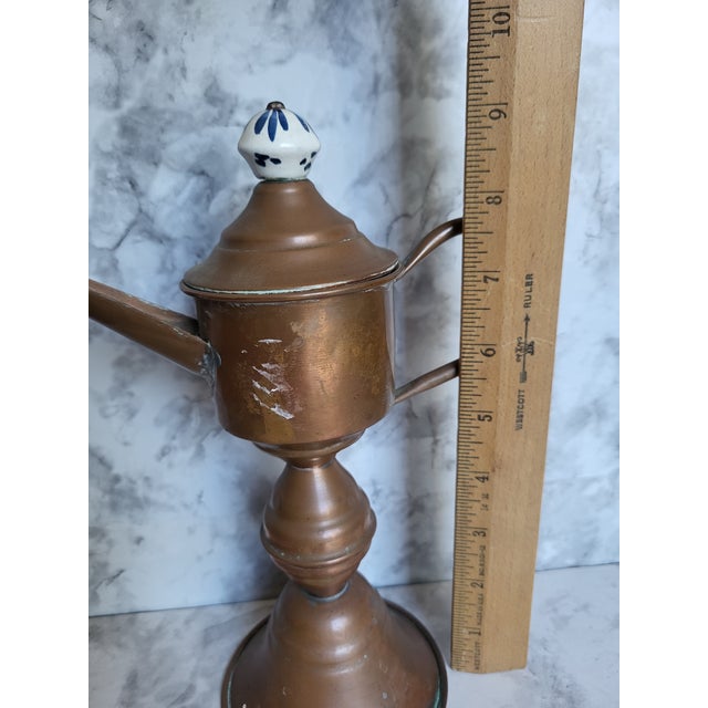 1950s Dutch Copper Pedastal Snotneus Whale Oil Lamp For Sale - Image 15 of 15