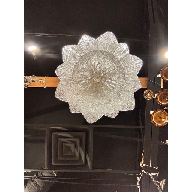 Glass Murano Clear Granola Glass Leaf Chandelier For Sale - Image 7 of 7