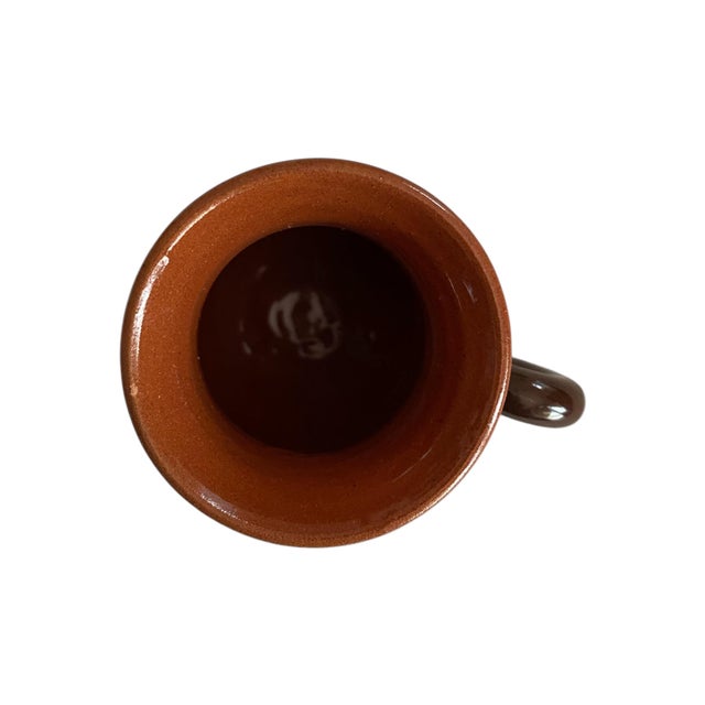 Rustic European Miniature Bulgarian Troyan Slip Glazed Mug For Sale - Image 3 of 3