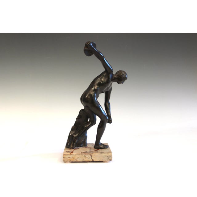 Metal Antique Italian Grand Tour Bronze Discus Figure Greek Athlete Statue For Sale - Image 7 of 12