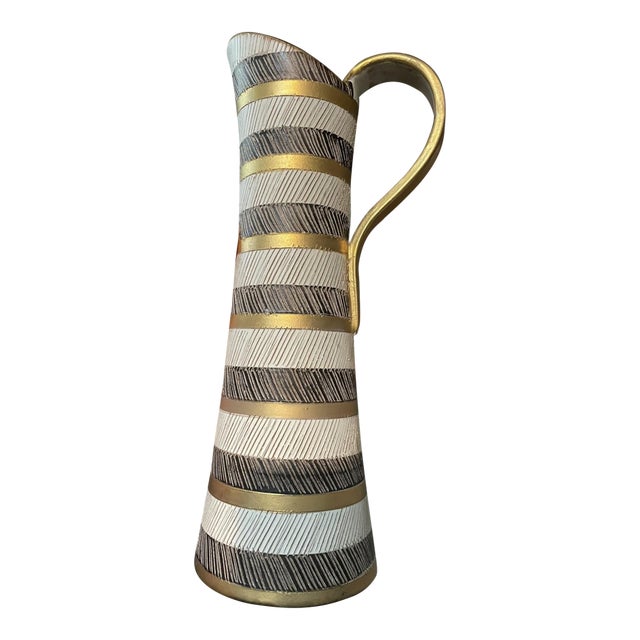 20th C. MCM Italian Bitossi Seta Pitcher Attr. To Aldo Londi For Sale