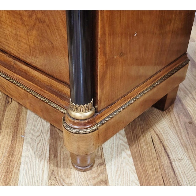 19th C French Walnut Ebony & Bronze Empire Curio Vitrine Bookcase For Sale - Image 17 of 18