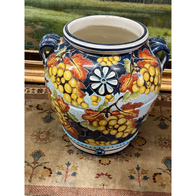 Hand Painted Italian Majolica Urn For Sale - Image 4 of 12
