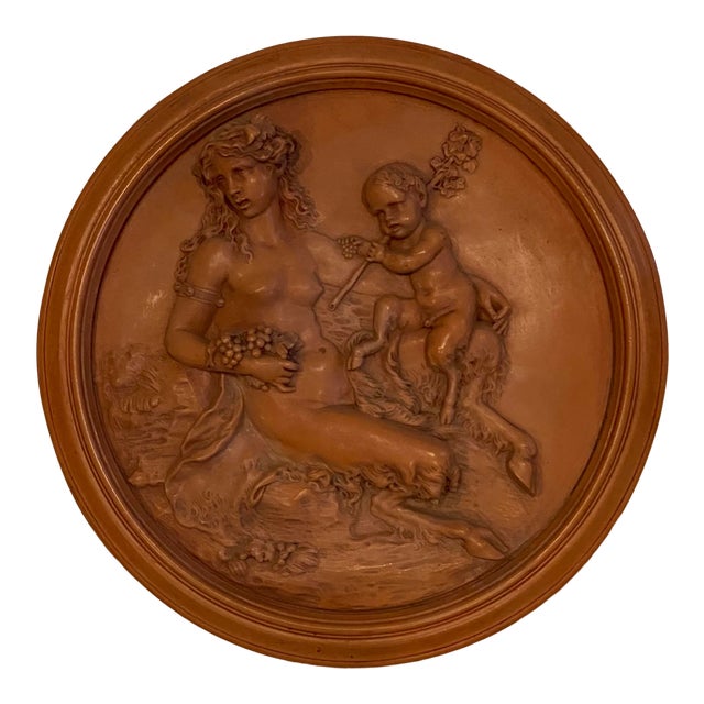 1990s Faux Terra Cotta French Plaque For Sale