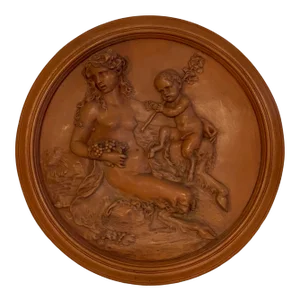 1990s Faux Terra Cotta French Plaque