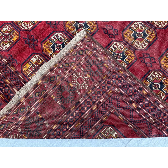 Red Ersari Bokhara Hand-Knotted Wool Rug - 9'7" X 6'2" For Sale - Image 9 of 11