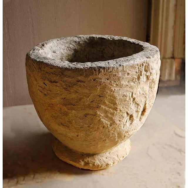Mid 20th Century Antique French Urns - Hand Carved Limestone - A Pair For Sale - Image 5 of 11