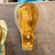 Set of Two 1970s Space Age Amber and Green Heavy Glass Wall Sconces by Veca For Sale - Image 10 of 18