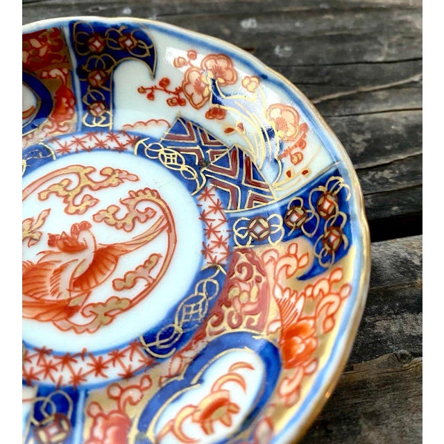 18th Century Antique Japanese Imari Porcelain Saucer Dish, Phoenix Medallion, Meiji Period Hand-Painted Arita Ware For Sale - Image 5 of 9