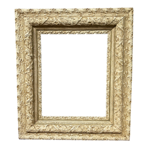 Antique Gesso & Wood Picture Frame With Floral Relief Decoration – 26.5” X 30.5”