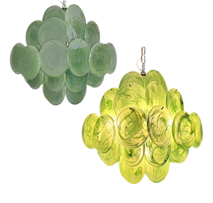 Italian Murano Glass Disc Chandeliers, 1990, Set of 2