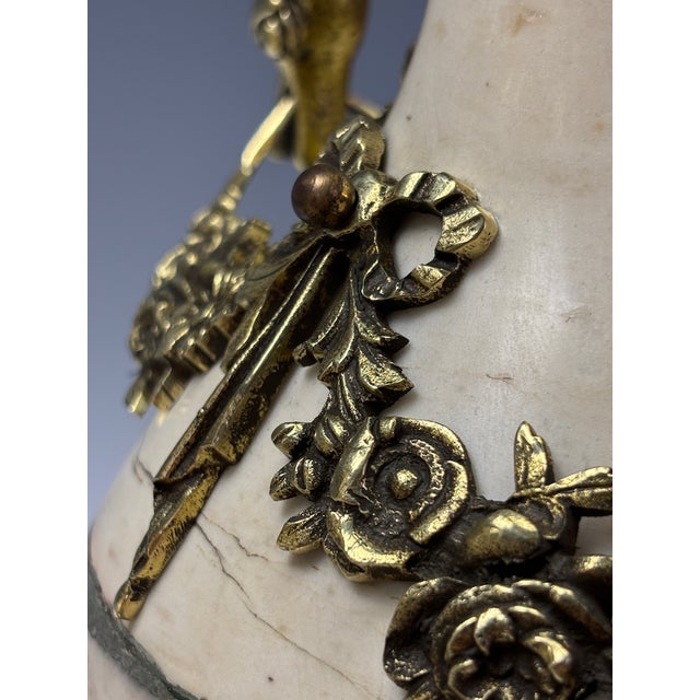 Gold Late 19th Century French Neoclassical Marble and Ormolu Urn Lamps, 1850, Set of 2 For Sale - Image 8 of 18
