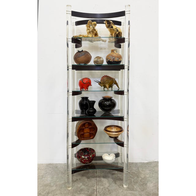 Mid-Century Modern Vintage Lucite, Rosewood Etagere, Charles Hollis Jones Style For Sale - Image 3 of 10