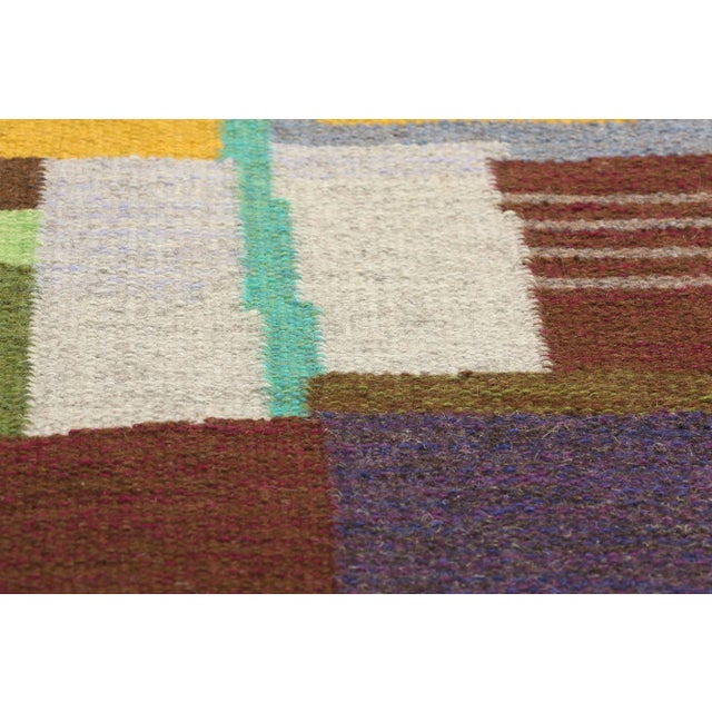 Mid 20th Century Signed Vintage Swedish Pictorial Rollakan Rug - 03'10 X 03'01 For Sale - Image 5 of 10