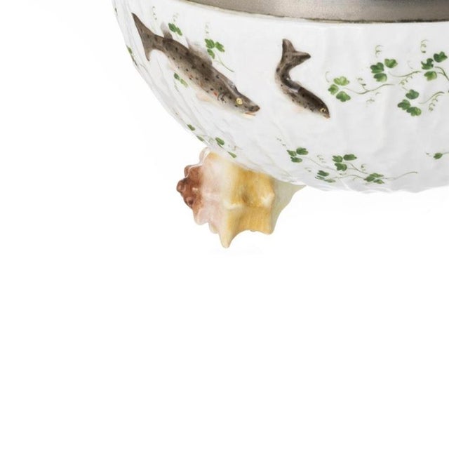 Porcelain Salad Bowl with Serving Utensils, Set of 3 For Sale - Image 3 of 6