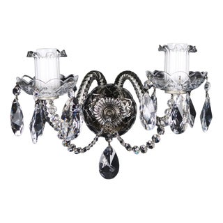 20th Century 2-Light Wall Sconce with Crystal Arms, Italy For Sale