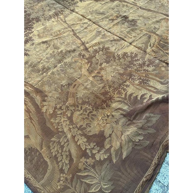 Mid-Century French Aubusson Jacquard Halluin Verdure Mallard Tapestry, 1940s For Sale - Image 14 of 18