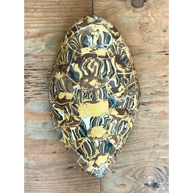 This exquisite large-scale turtle shell sculpture is a masterwork of Italian scagliola, a traditional technique where...