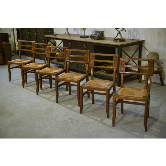 Oak Chairs in the style of Pierre Cruège, 1940s, Set of 6 For Sale - Image 13 of 13