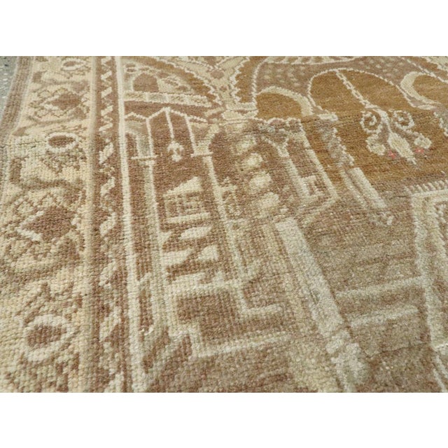 Rustic Galerie Shabab Collection Mid-20th Century East Turkestan Khotan Pictorial Rug For Sale - Image 3 of 6