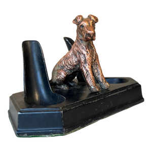 Ronson Metal Works Pipe Holder With Bronze Scottish Terrier, C. 1930's
