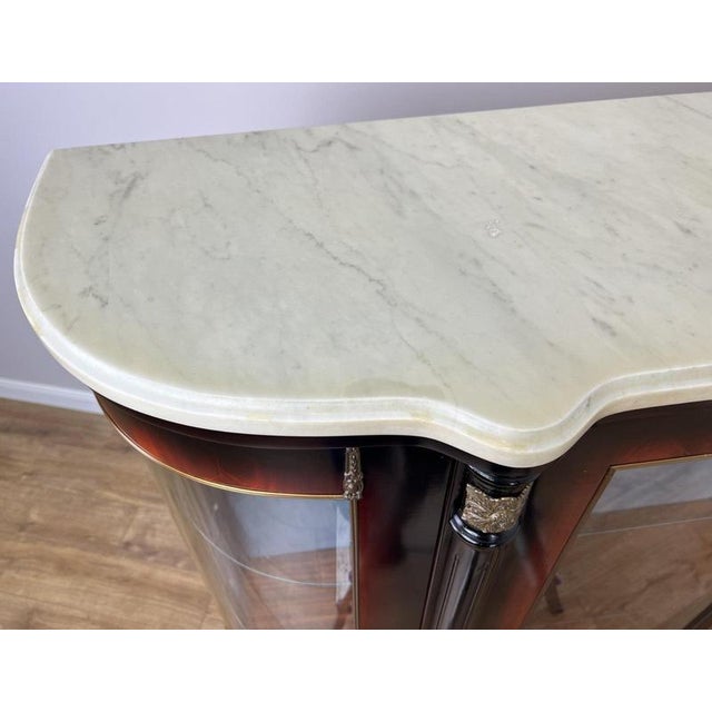 Vintage French Empire Style Display Cabinet with Marble Top For Sale - Image 18 of 18