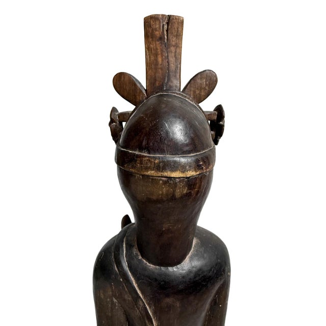 Wood Antique Old Senufo Hunter Figure Sculpture W/Mask For Sale - Image 7 of 9