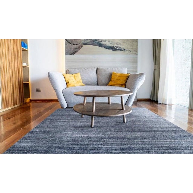 9x12 Gray Hand-Knotted Wool Striated Texture Geometric Modern Carpet Rug For Sale - Image 4 of 8