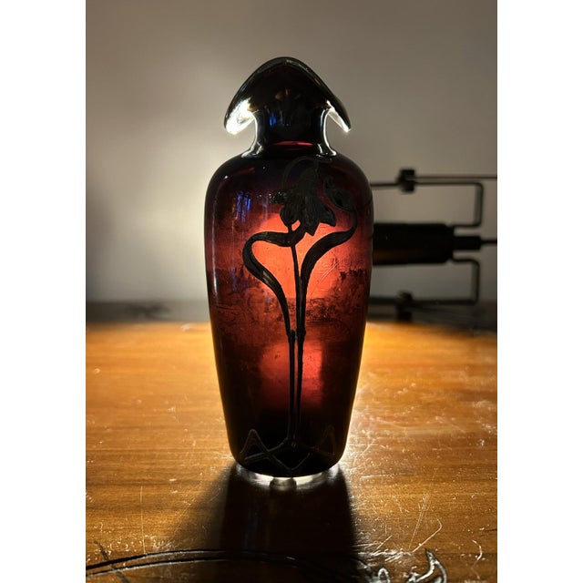 Iridescent Glass Soliflore Vase with Sterling Overlay For Sale - Image 13 of 16