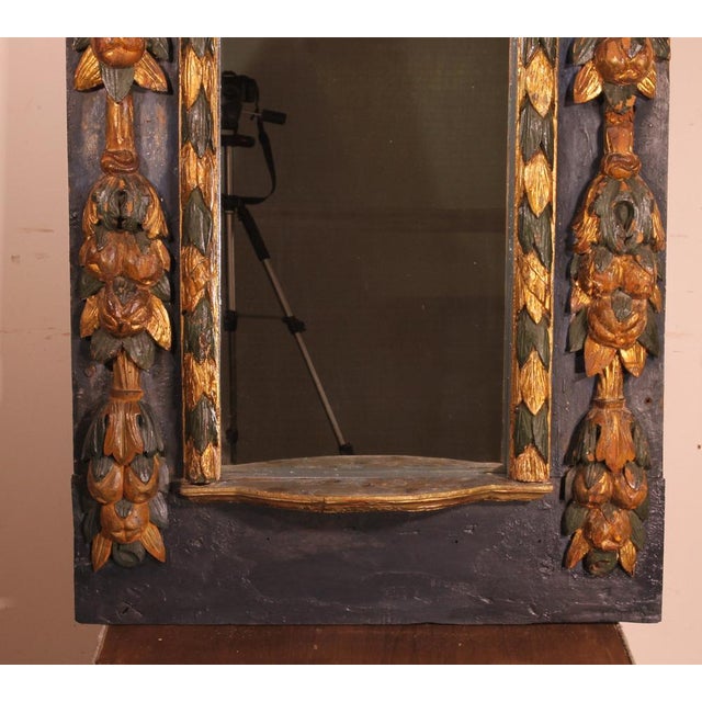 Superb and rare 17th century Spanish mirror in polychrome wood This is a niche that has been transformed into a mirror...
