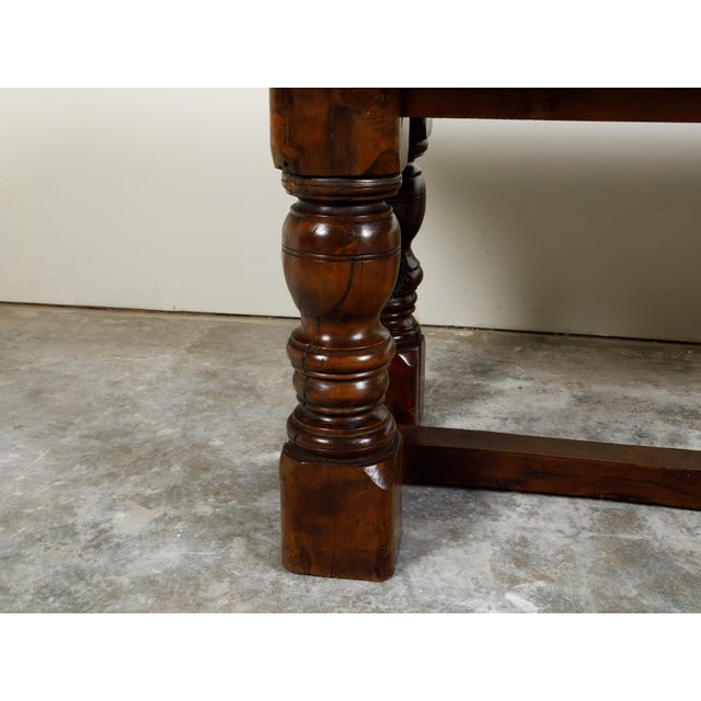 English 19th Century Walnut Dining Table with Turned Legs and H-Form Stretcher For Sale - Image 11 of 11