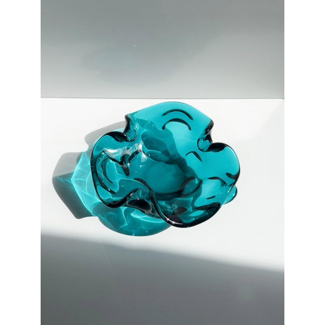 Mid-Century Modern Murano Ashtray in Teal, 1960s For Sale - Image 3 of 6