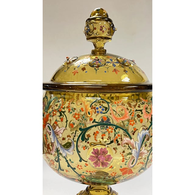 Amber 19th Century Moser Glass Punchbowl and Goblets Set - Set of 9 For Sale - Image 8 of 11