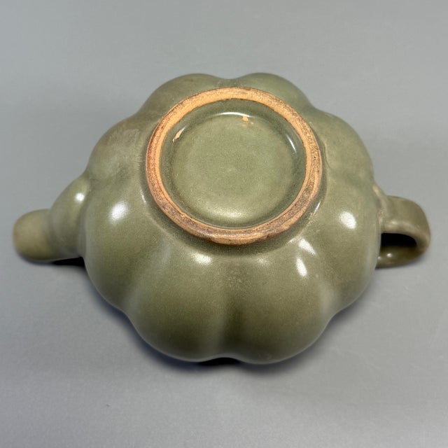 Antique Chinese Celadon Melon‑Shaped Ewer, Collectible Antique For Sale - Image 6 of 6