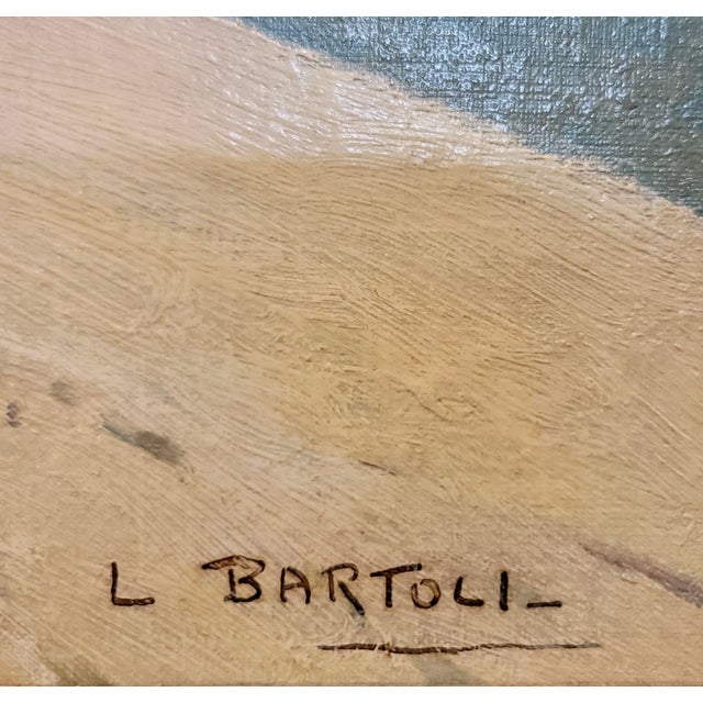 Jacques Bartoli -Two Figures Walking Down the Street-1950s Modernist Oil Painting For Sale - Image 9 of 9