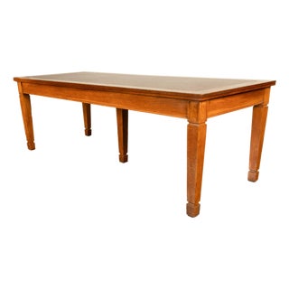 Long Antique Oak Arts & Crafts Five Leg Library Conference Dining Table 1900 For Sale