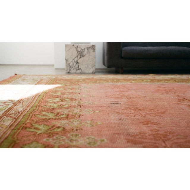 Lovely Pink Color With Florid Design in a Art Nouveau Style Antique Donegal Rug For Sale - Image 9 of 9