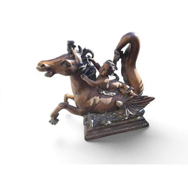 Mythological Sculptures Depicting Putti Riding Seahorses, 1950, Bronze, Set of 2 For Sale - Image 9 of 11