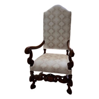 Early 20th Century Hand-Carved Baroque Throne Chair For Sale