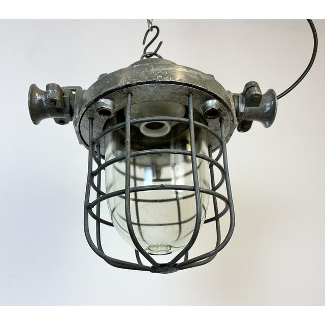 Industrial Cast Aluminium Cage Pendant Light, 1960s For Sale - Image 11 of 18
