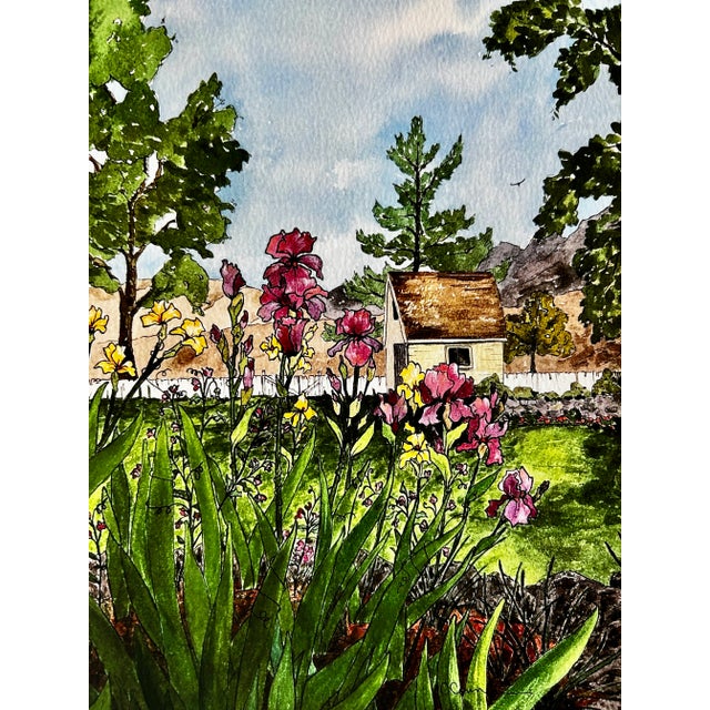 Giclee Print Larkspur Hill Flower Shop” Watercolor Ink and Wash Painting For Sale - Image 6 of 12