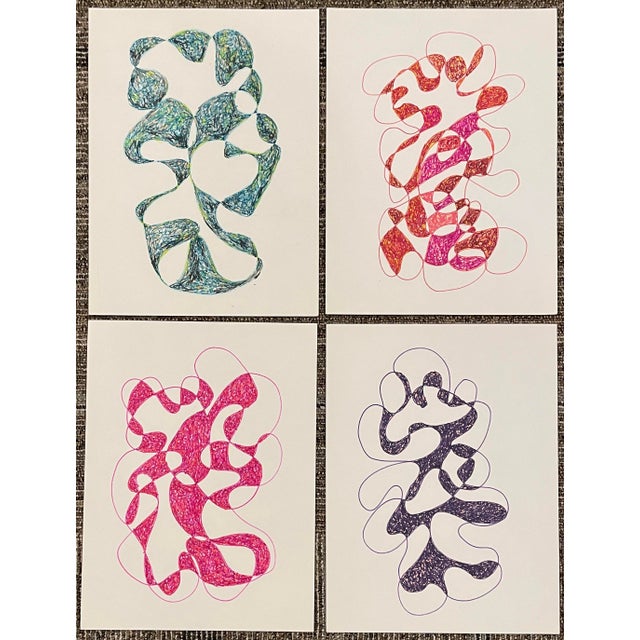 Set of Four William Glen Davis Mid Century Modern Drawings For Sale - Image 6 of 6