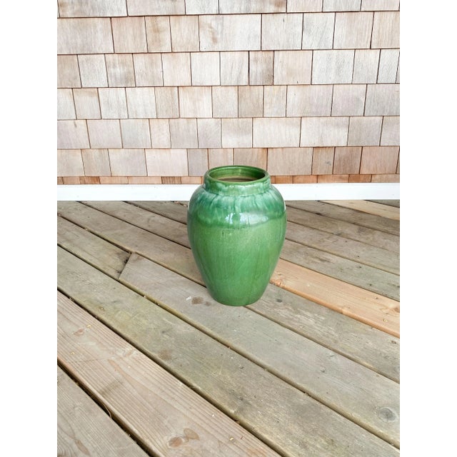 Mid 20th Century Large Vintage Green Ceramic Vase For Sale - Image 5 of 5