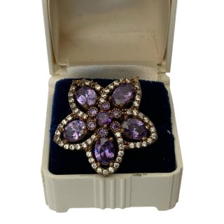 1960s Amethyst Sterling Silver Ring, Size 9.5 For Sale