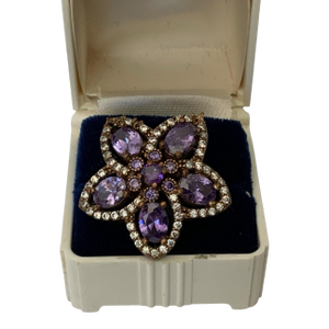 1960s Amethyst Sterling Silver Ring, Size 9.5