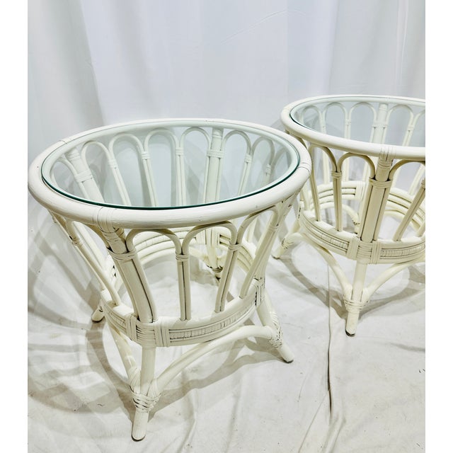 Pair Vintage Rattan Tables For Sale - Image 4 of 6