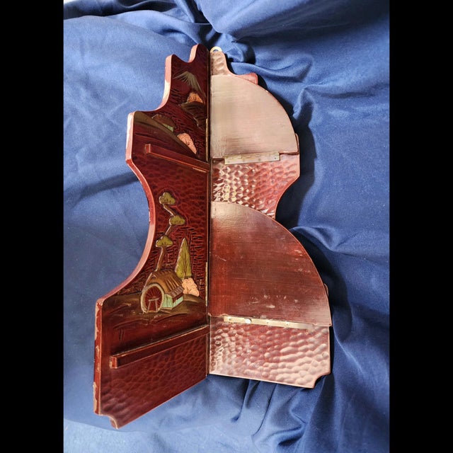 Japanese Vintage 1950s Japanese Lacquered Fold Out Corner Shelf For Sale - Image 3 of 8