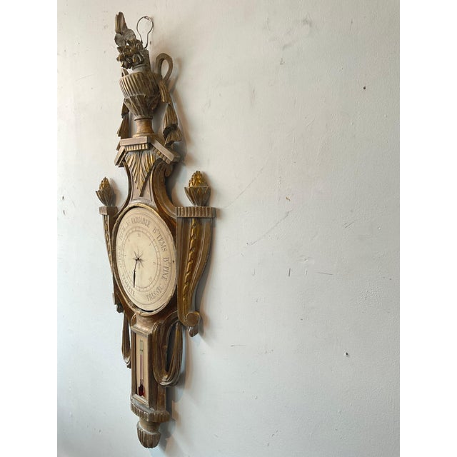 Wood 1880s French Carved Wood Barometer For Sale - Image 7 of 12