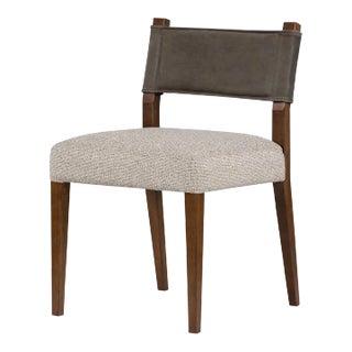 Four Hands Ferris Dining Chair, Nubuck Charcoal Leather For Sale
